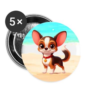 chihuahua 4 - Lot de 5 grands badges (56 mm) - blanc - Devant