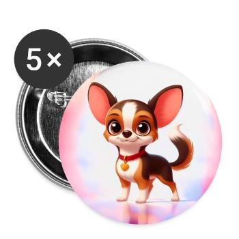 Chihuahua 3 - Buttons large 2.2''/56 mm (5-pack) - white - Front