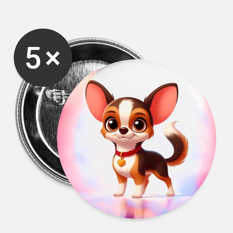 Chihuahua 3 - Buttons large 2.2''/56 mm (5-pack) - white