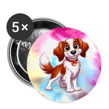 Brittany Spaniel 8 - Buttons large 2.2''/56 mm (5-pack) - white - Front