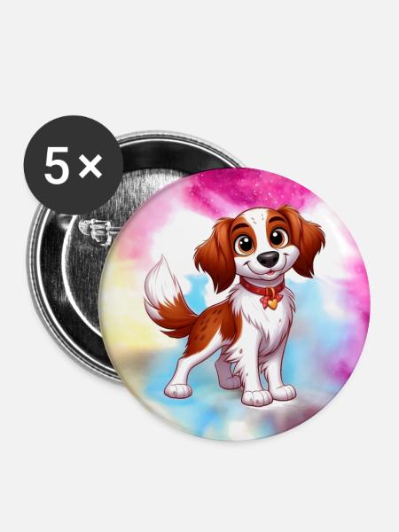 Brittany Spaniel 8 - Buttons large 2.2''/56 mm (5-pack) - white