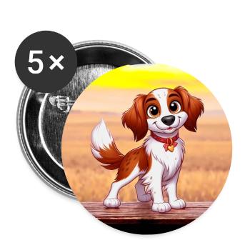 epagneul breton 7 - Lot de 5 grands badges (56 mm) - blanc - Devant