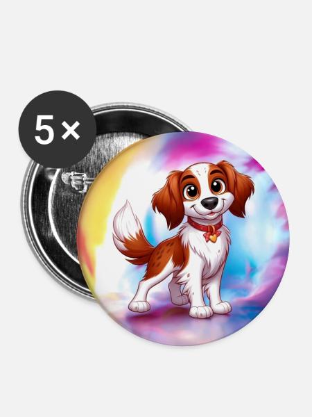 Brittany Spaniel 9 - Buttons large 2.2''/56 mm (5-pack) - white