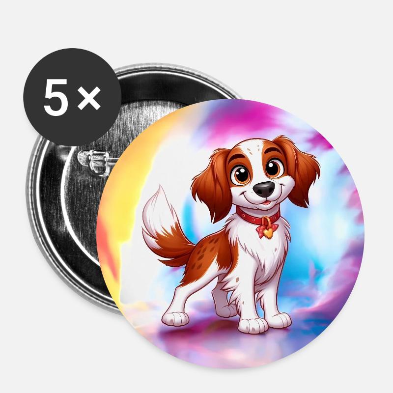 Brittany Spaniel 9 - Buttons large 2.2''/56 mm (5-pack) - white