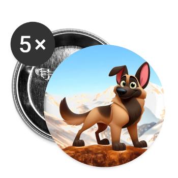 malinois 5 - Lot de 5 grands badges (56 mm) - blanc - Devant