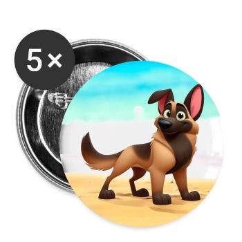 malinois 6 - Lot de 5 grands badges (56 mm) - blanc - Devant