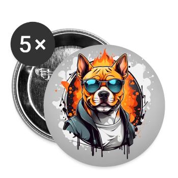 Cool Staffordshire Terrier with Sunglasses - Buttons large 2.2''/56 mm (5-pack) - white - Front