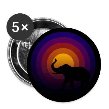 Schallplatte mit Elefanten Groove - Buttons groß 56 mm (5er Pack) - Weiß - Vorne