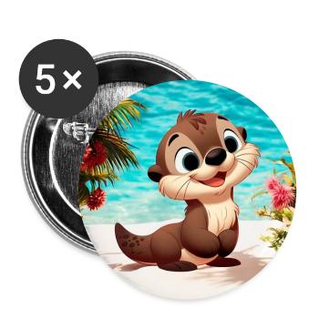 loutre 8 - Lot de 5 grands badges (56 mm) - blanc - Devant