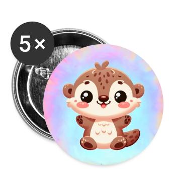 Fischotter 12 - Buttons groß 56 mm (5er Pack) - Weiß - Vorne