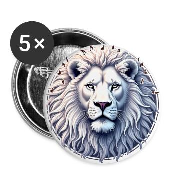 Majestic Portrait of a White Lion - Buttons large 2.2''/56 mm (5-pack) - white - Front