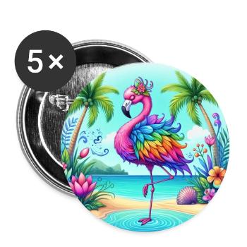 Schöner Flamingo - Buttons groß 56 mm (5er Pack) - Weiß - Vorne