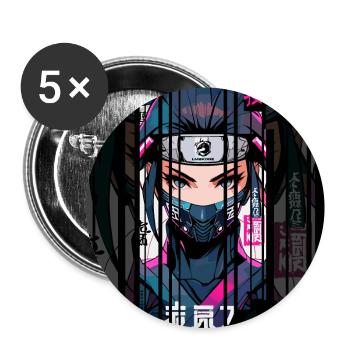 Ver.2 - Cyborg ninja kanji - Buttons large 2.2''/56 mm (5-pack) - white - Front