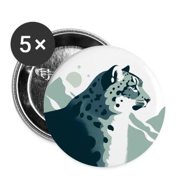 Schneeleopard - Buttons groß 56 mm (5er Pack) - Weiß - Vorne