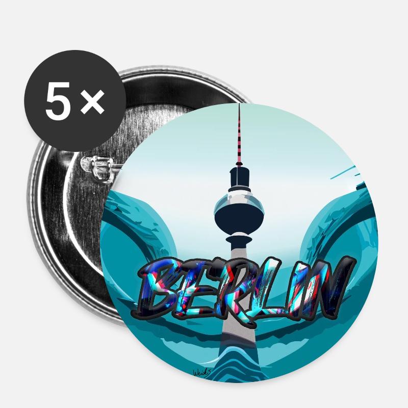 Berlin Wave - Buttons large 2.2''/56 mm (5-pack) - white