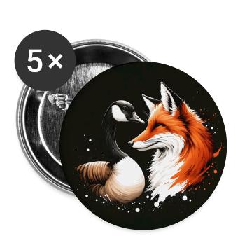 Fox and Goose in Friendship Love and Peace - Buttons large 2.2''/56 mm (5-pack) - white - Front