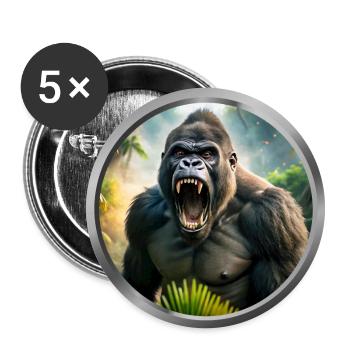 Gorilla Animal - Buttons large 2.2''/56 mm (5-pack) - white - Front