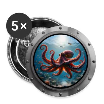 Octopus Animal - Buttons large 2.2''/56 mm (5-pack) - white - Front