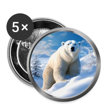 Polar Bear Animal - Buttons large 2.2''/56 mm (5-pack) - white - Front