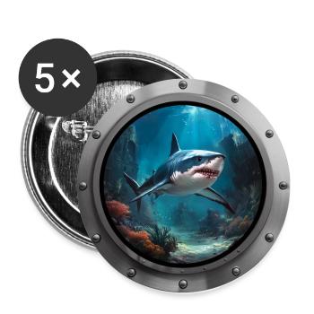 Shark Animal - Buttons large 2.2''/56 mm (5-pack) - white - Front