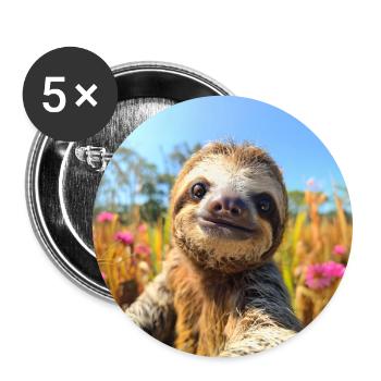 Sloth Influencer - Buttons large 2.2''/56 mm (5-pack) - white - Front