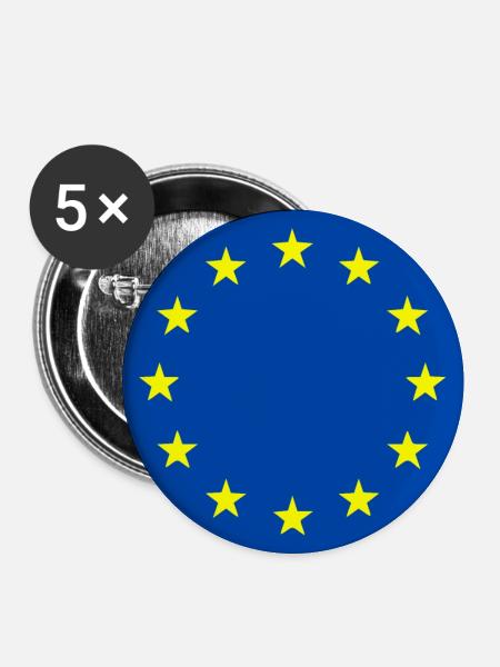 Europa flagge - Buttons groß 56 mm (5er Pack) - Weiß