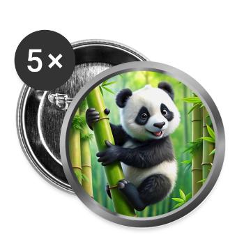 Baby Panda Animal - Buttons large 2.2''/56 mm (5-pack) - white - Front