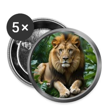 Lion Animal - 2 - Buttons large 2.2''/56 mm (5-pack) - white - Front