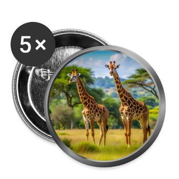Giraffe Animal - 2 - Buttons large 2.2''/56 mm (5-pack) - white - Front