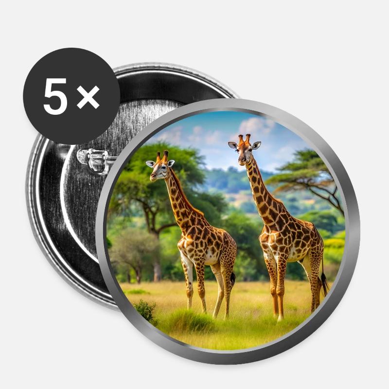 Giraffe Animal - 2 - Buttons large 2.2''/56 mm (5-pack) - white