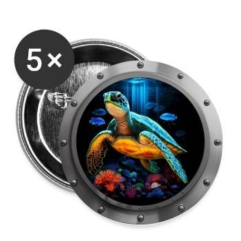 Sea Turtle Animal - 2 - Buttons large 2.2''/56 mm (5-pack) - white - Front