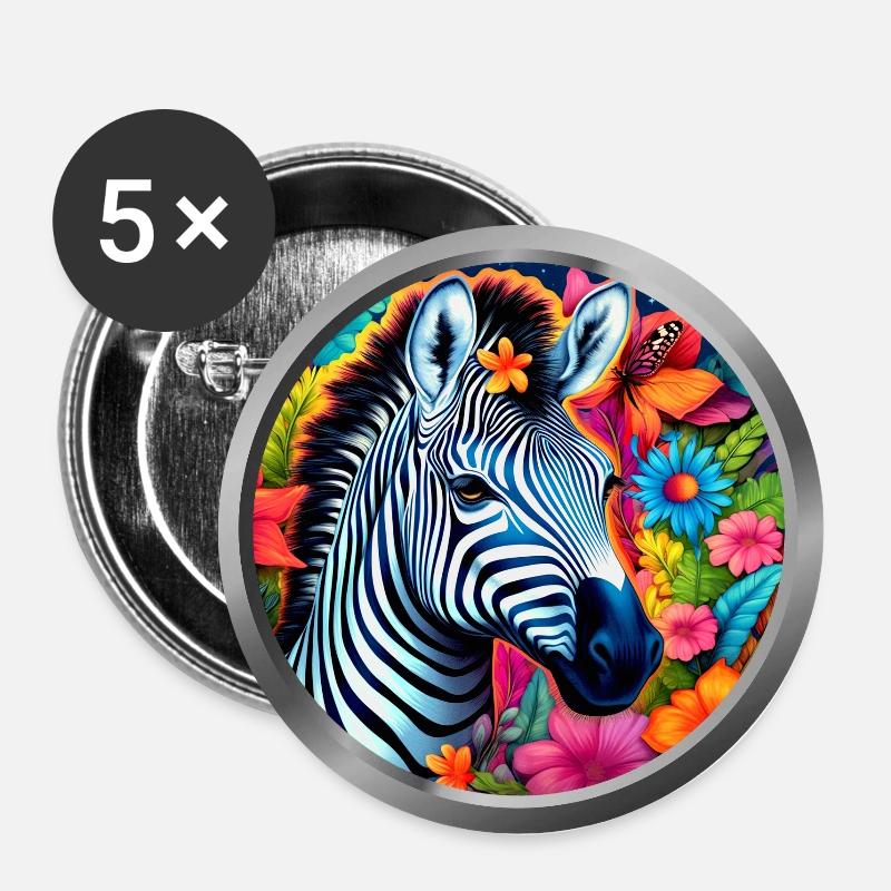Zebra Animal - 2 - Buttons large 2.2''/56 mm (5-pack) - white