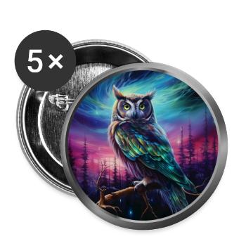 Owl Animal - 4 - Buttons large 2.2''/56 mm (5-pack) - white - Front