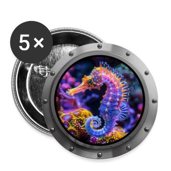 Seahorse Animal - 4 - Buttons large 2.2''/56 mm (5-pack) - white - Front