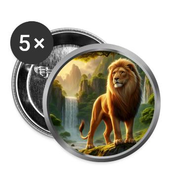 Lion Animal - 4 - Buttons large 2.2''/56 mm (5-pack) - white - Front
