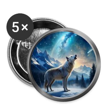 Wolf Animal - 4 - Buttons large 2.2''/56 mm (5-pack) - white - Front