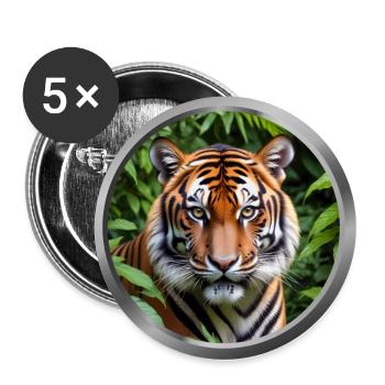 Tiger Animal - 4 - Buttons large 2.2''/56 mm (5-pack) - white - Front