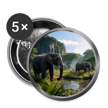 Elephant Animal - 4 - Buttons large 2.2''/56 mm (5-pack) - white - Front