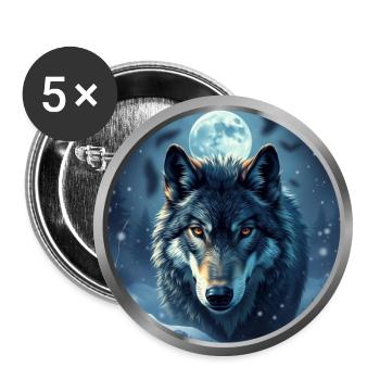 Wolf Animal - 5 - Buttons large 2.2''/56 mm (5-pack) - white - Front