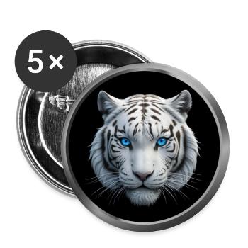 White Tiger Animal - 3 - Buttons large 2.2''/56 mm (5-pack) - white - Front