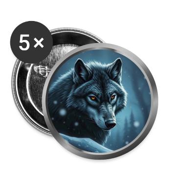 Wolf Animal - 6 - Buttons large 2.2''/56 mm (5-pack) - white - Front