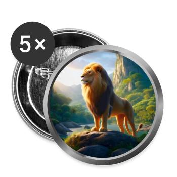 Lion Animal - 6 - Buttons large 2.2''/56 mm (5-pack) - white - Front