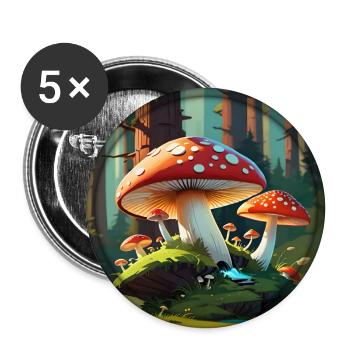Toadstool - Amanita Muscaria in the Forest 001 - Buttons large 2.2''/56 mm (5-pack) - white - Front