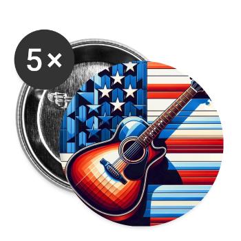 Amerikanische Gitarre - Buttons groß 56 mm (5er Pack) - Weiß - Vorne