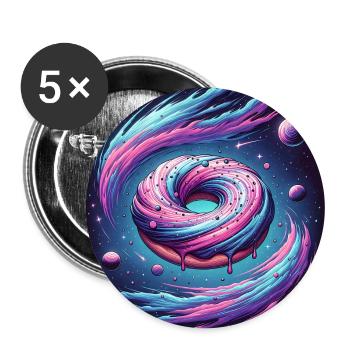 Donut im Weltall - Buttons groß 56 mm (5er Pack) - Weiß - Vorne