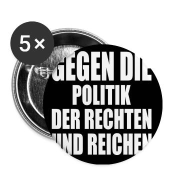 gegen die politik der rechten und reichen - Buttons groß 56 mm (5er Pack) - Weiß - Vorne