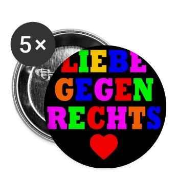 Liebe gegen rechts - Buttons groß 56 mm (5er Pack) - Weiß - Vorne