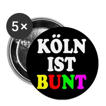 Köln ist bunt - Buttons groß 56 mm (5er Pack) - Weiß - Vorne