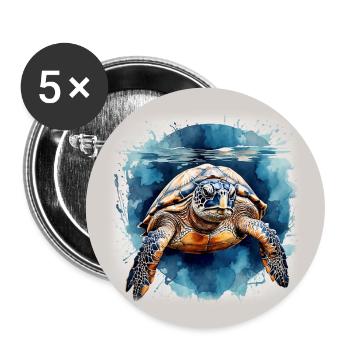sea turtle in watercolor technique - Buttons large 2.2''/56 mm (5-pack) - white - Front