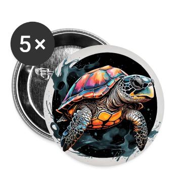 Meeresschildkröte in Aquarelltechnik - Buttons groß 56 mm (5er Pack) - Weiß - Vorne